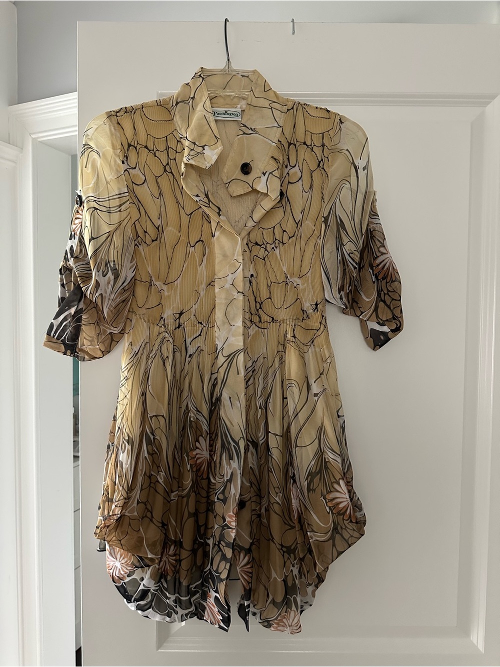 Patchington Beige Brown Floral Button-Front Blouse